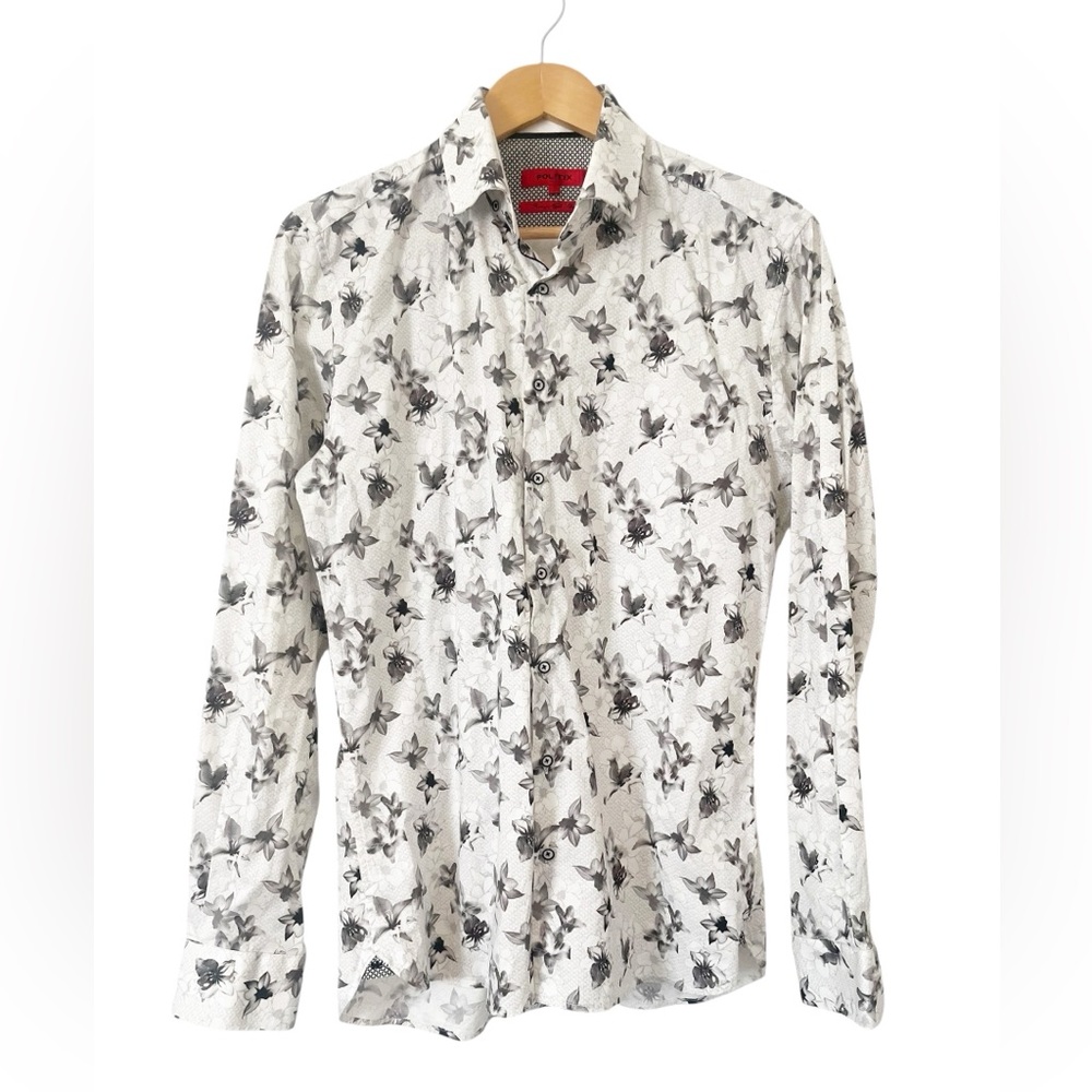 Politix Men’s‎ Friday Night Monochrome Floral Button Down Dress Shirt Size Large
